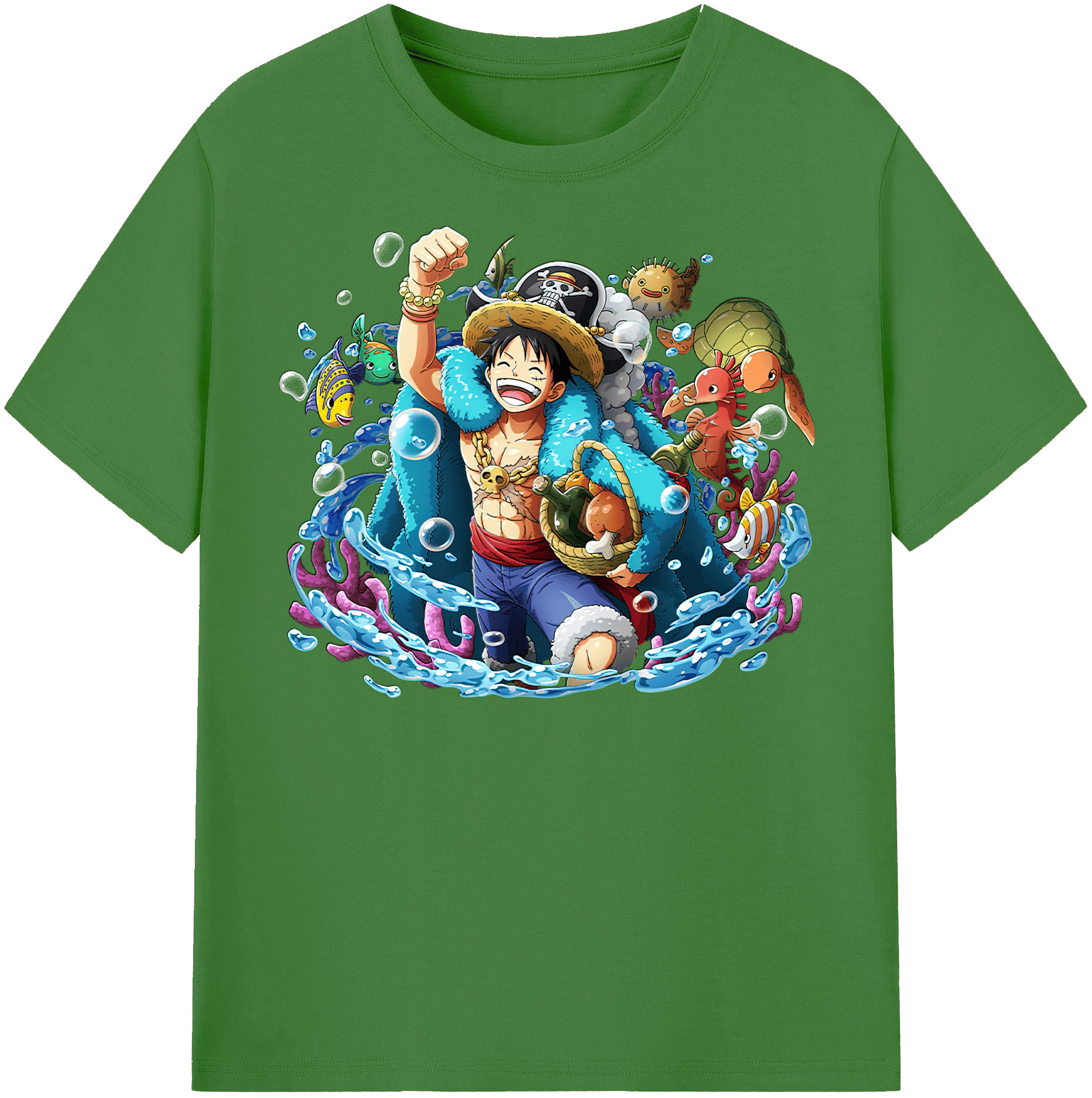 ワンピース モンキー・D・ルフィ ONE PIECE Monkey D. Luffy レディースカジュアルプリントTシャツ（綿100％）